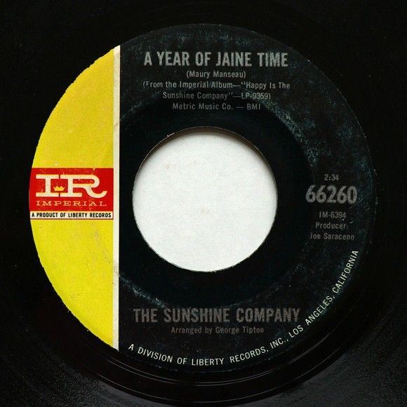 The Sunshine Company -  Back On The Street Again / A Year Of Jaine Time 45 Singl - Picture 1 of 7